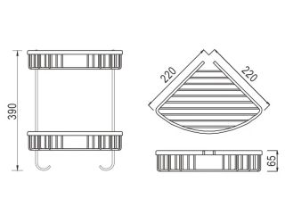 Полка металлическая угловая двухъярусная Rose RW12Q бронза